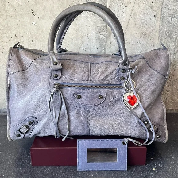 限定 Balenciaga The City Shoulder Bag gray Balenciaga City Part Time 168028 Gray Leather 2way Shoulder